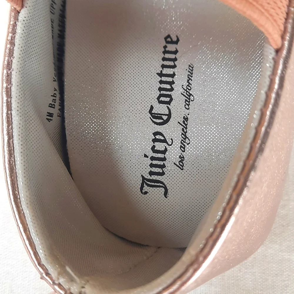 Juicy Couture Baby Venice Baby Shoes Size 4 Rose Gold Silver Metallic with Box